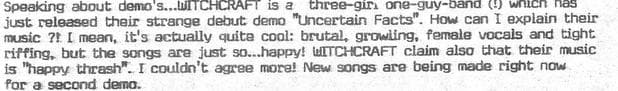 Happy Thrash Debut: Witchcraft’s Uncertain Facts