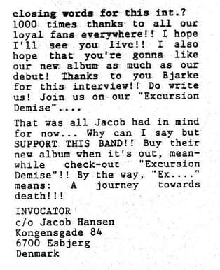 Invocator's Gratitude and Excursion Demise Announcement